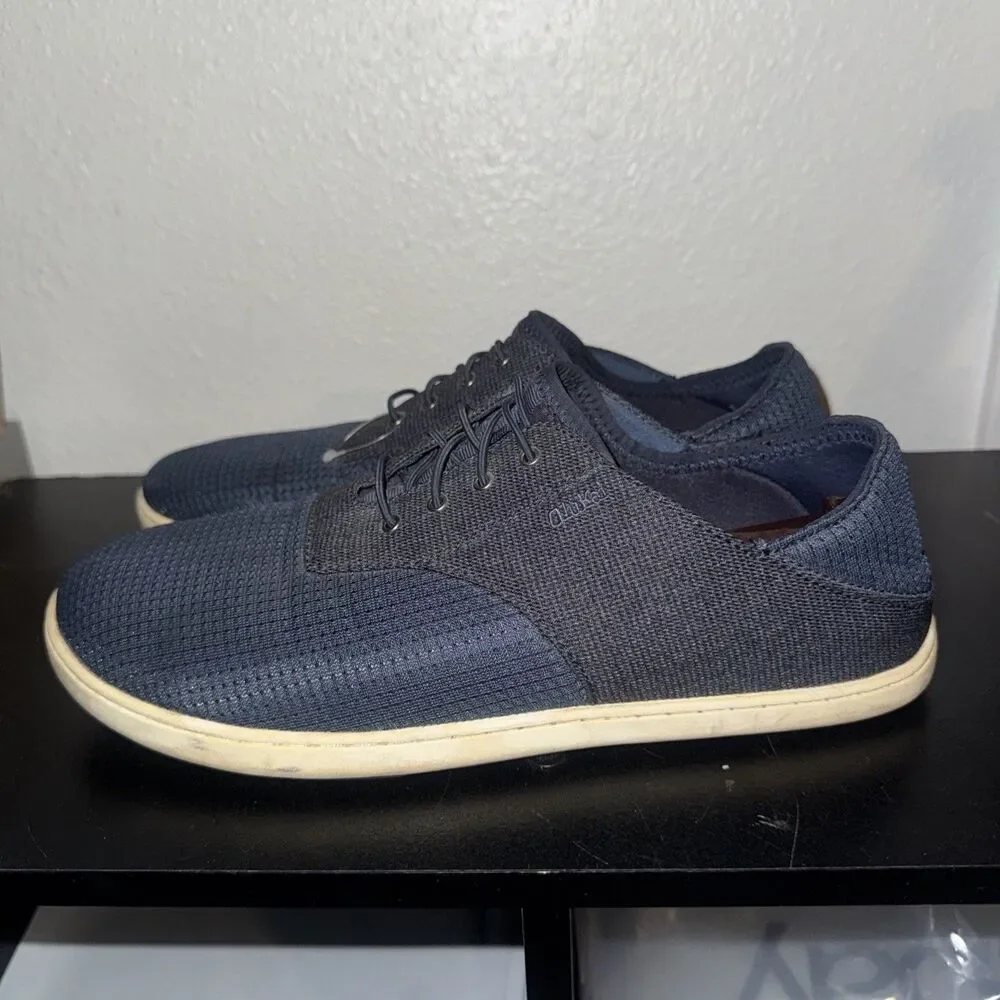 OluKai Nohea Moku Men’s Boat Shoes Lace-Up Breathable Mesh Gray/Black US 10.5